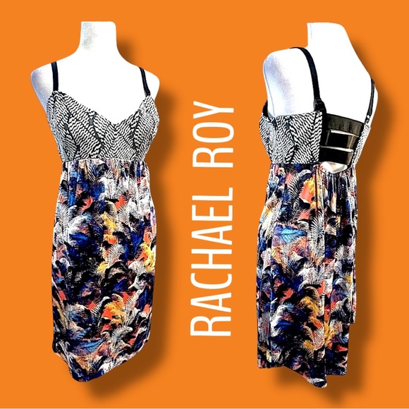 RACHEL ROY Keyhole back with Palm Trees and Sunsets Print Slip Cocktail Dress 6 - Picture 1 of 17